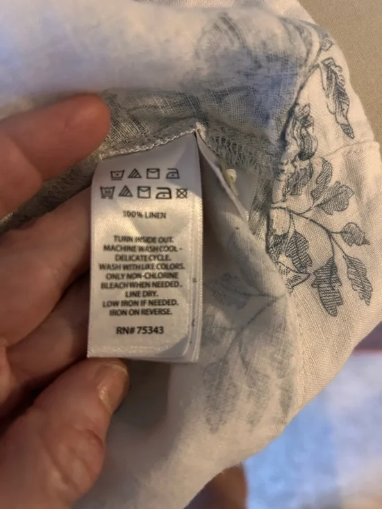 Rachel Zoe 100% Linen Toile Floral Shift Dress Blue White Sleeveless Classic - Picture 3 of 3